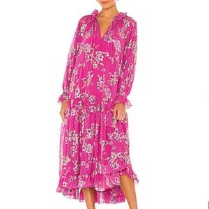 Free People Women Pink Feeling Groovy Maxi Foil Dress Size S